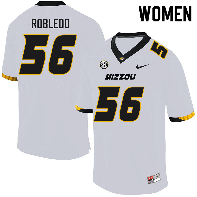 Women #56 Daniel Robledo Missouri Tigers College Football Jerseys Sale-White